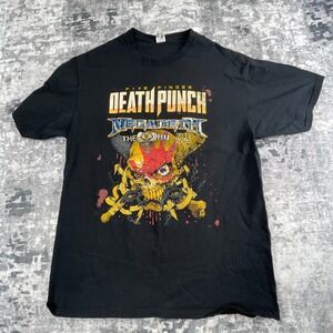 Five Finger Death Punch Megadeth Mens Large T-Shirt 2022 Tour Black Graphic Tee